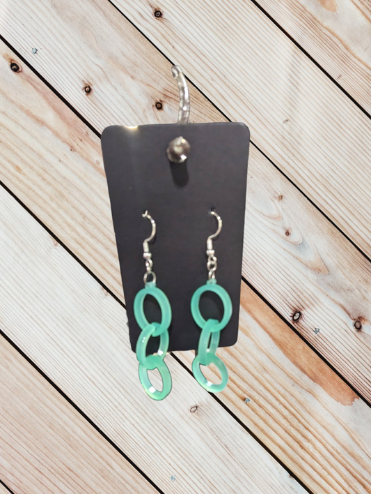 Frosted Green cutout circle earrings