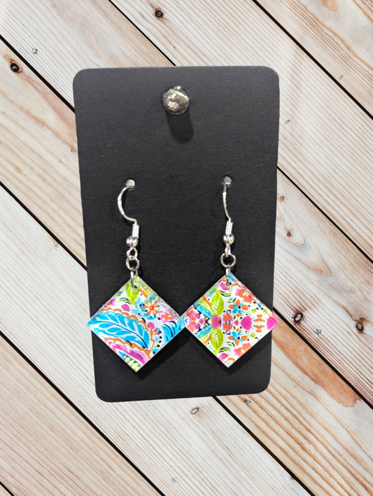 Pretty Paisley solid square earrings